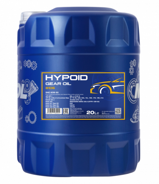 Transmisijas eļļa Mannol 8106 Hypoid Getriebeoel 80W90 GL-5 LS 20 L.