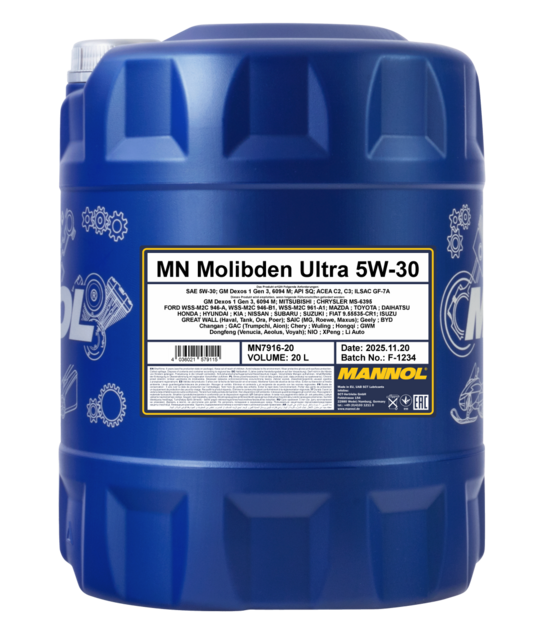Motoreļļa Mannol 7916 Molibden Ultra GREEN 5W-30  20 ltr.