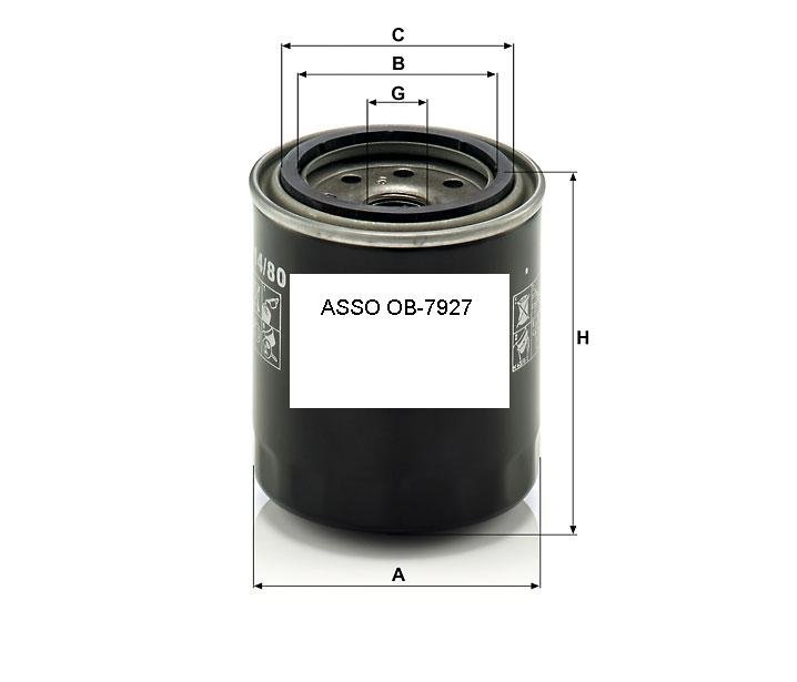 ASSO OB-7927 (W817/80 ; W814/80) Eļļas filtrs