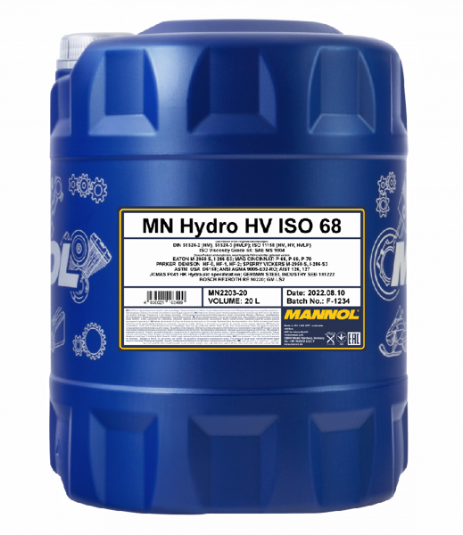 Hidrauliska Eļļa HVLP Mannol 2203 Hydro HV ISO 68  20litr. 